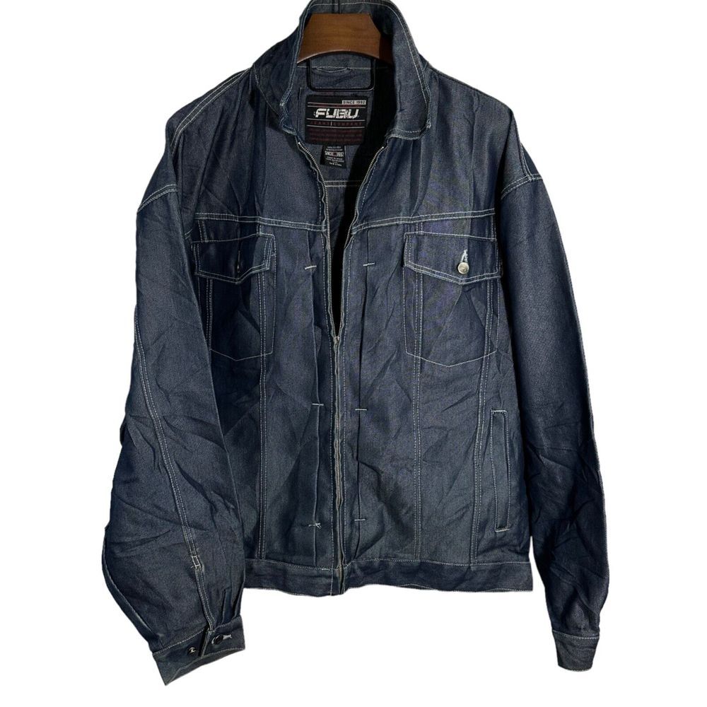 FUBU The Collection Blue Denim Jacket Button‎ Y2K 90s 3XL XXXL